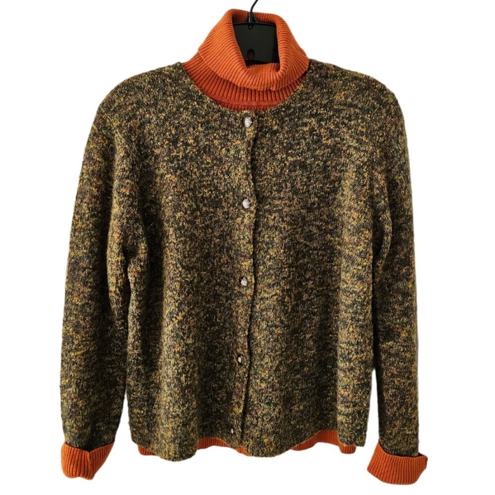 Petite Sophisticate Space Dye Bouclè Wool Acrylic Round Neck Cardigan | EUC | MP - Picture 11 of 14